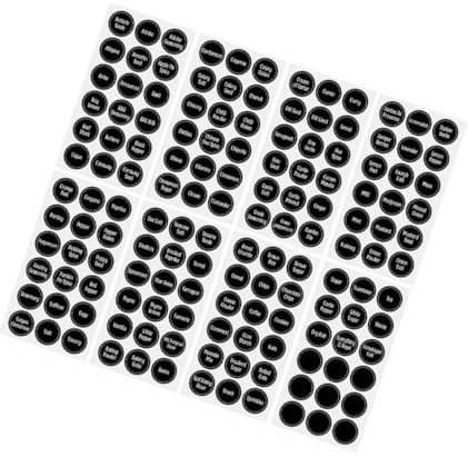 VILLCASE 1 Juego Pegatina De Etiqueta De Especias Botella De Condimento Pegatinas Etiquetas Para Frascos De Vidrio Pegatinas De Etiqueta Pegatinas Redondas Black Autoadhesivo De Pvc 8 Hojas