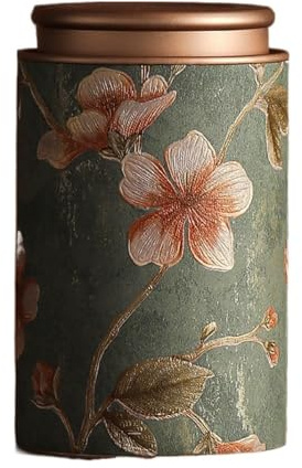 Boîte à thé vide en métal vintage élégant pour café, herbes, bonbons, chocolat, sucre, épices (vert-L)