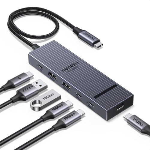 UGREEN Revodok USB-C Hub 4K@60Hz Video Adapter 10Gbps 2×USB-A 3.2 + 2×USB-C 3.2 100W PD, USB Hub Splitter Compatible with Portable Monitor, MacBook Pro/Air, iPad Pro, Steam Deck, Dell XPS