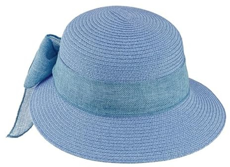 fiebig Damen Sonnenhut Sommerhut | Eleganter Papierhut mit breiter Krempe und Schleife