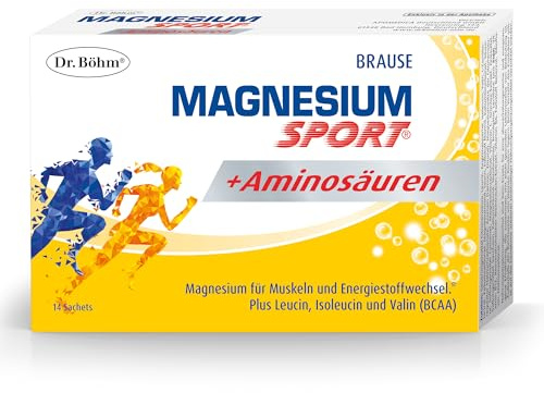 Dr. Böhm Magnesium Sport + Aminosäuren: Für Muskelkraft, Ausdauer & Regeneration nach dem Sport, mit BCAA, Magnesium, Kalium & Vitaminen, 14 Sachets
