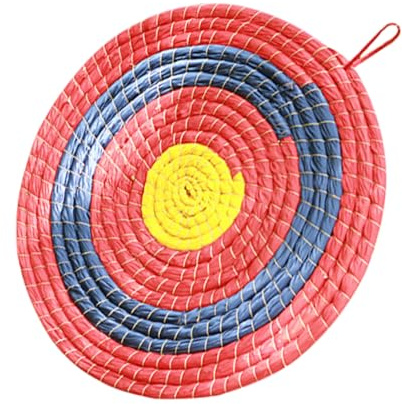 WOONEKY Runde Strohbogenschießen Trainingsplatte für Bogen und Darts, 50cm | Geflochtenes Strohmaterial, Klare Zielringe, Leicht Tragbar, Schonend für Pfeile, 2cm