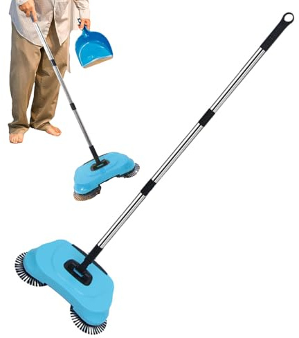 Spazzatrice a mano – Spazzatrice per tappeti, scopa per pavimenti non elettrica con manico regolabile, per pavimenti in legno, laminato e legno duro, strumento efficace per la casa