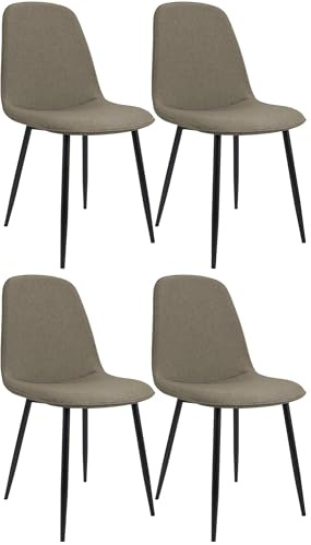 CLP Sedia da pranzo set di 4 imbottita Maryam, cucina, soggiorno e camera da letto con schienale, capacità 150 kg Colore tortora Materiale Stoffa