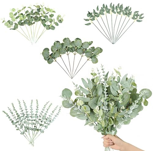 Qaestuan 37 Stück Eukalyptus Künstlich 45cm Eukalyptus Deko Zweige | Eukalyptus Zweige Künstlich Eukalyptus Pflanze Künstlicher Eukalyptus für Hochzeitsfeiern Party Tischdeko Blumenarrangemen