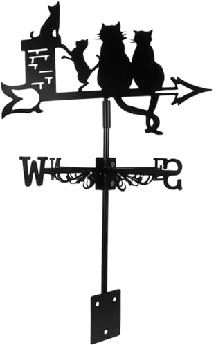 Wetterfahne, Vintage-Katzen-Kätzchen, Wetterfahne, rostfreie Metall-Windfahnen, Hohle Windrichtungsanzeiger mit Dachhalterung für Garten- und Hofdekorationen im Freien