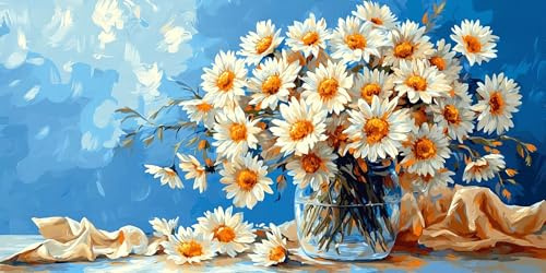 Diamond Painting Kits for Adults chrysanthemum Diamond Art Canvas Painting Pictures, plant Full Drill round Rhinestone Embroidery, Gem Crystal Art Creations, Gifts Women for Home Decor 45x90cm J0P-228