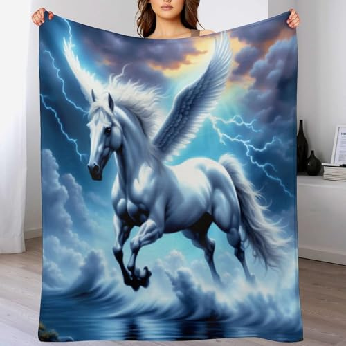 AASWDDS Couverture Polaire Cheval, en Flannel Douce Chaude Et Confortable, pour Canapé Ou Lit. Linge De Lit Couvre-lit Couvertures 180×200cm