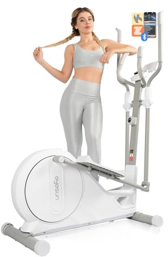 Elliptical Training Machines,Elliptical Exercise Machine for Home with Hyper-Quiet Magnetic Driving System, Elliptical Trainer/330 LBS Loading Capacity(White)