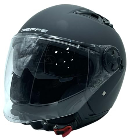 Casco JET Dieffe DF62 nero opaco con visiera e visierino a scomparsa fumè