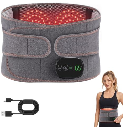 Wärmegürtel Rücken 152cm, Heizkissen mit Abschaltautomatik, Thermacare Rücken mit 3 Massage- und 3 Temperaturstufen(45°-55°-65°), Heizkissen Kabellos mit 5000mAh Akku (Grau)