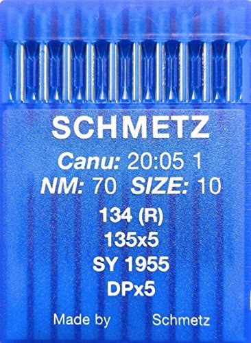 SCHMETZ 10 agujas de pistón redondo para máquinas de coser, sistema 134 (R) Industrial St 70