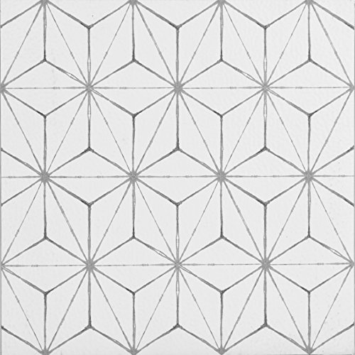 WallPops FP2481 Kikko Peel & Stick Bodenfliesen, Weiß und Cremefarben, 10 Stück, 30,5 x 30,5 cm
