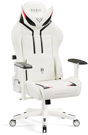 Diablo X-Ray Gaming Stuhl Bürostuhl Gamer Chair Schreibtischstuhl 4D Armlehnen Ergonomisches Design Kunstleder Perforation Wippfunktion Weiß-Schwarz King (XL)