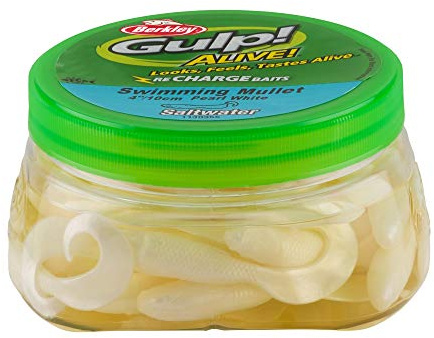 Berkley Gulp! Alive! Swimming Mullet Soft Fishing Bait Pearl White, 3in - Pint 4x7