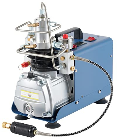 CREWORKS Compressore PCP 300 Bar 4350 PSI con Pressione Preimpostata, 1800W Pompa Alta Pressione 30MPA con Auto-Stop, Portata 50L/min per Ricarica Bombole Subacquee, Carabine PCP e Paintball