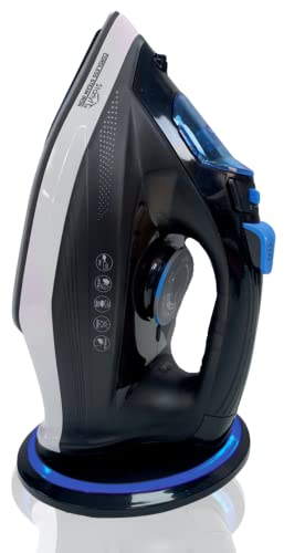 STARLYF Ferro da Stiro Senza Filo a vapore Cordless Steam Iron, 2400W. Riscaldamento Rapido, Piastra in Ceramica, Tutti i Tessuti, Leggero, Vapore a secco