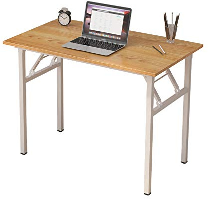 SDHYL Klapptisch, Computertisch, Schreibtisch, Bürotisch, Home-Office-Tisch, Faltbarer Schreibtisch für Home-Office, kleine Räume (Teak/Weiß, 100_x_60cm)
