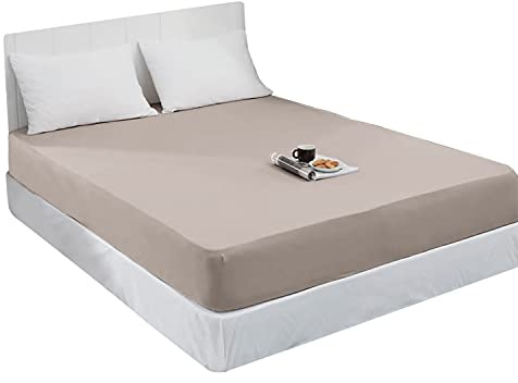 Mixibaby Spannbettlaken Jersey Spannbetttuch 100% Baumwolle Bettlaken Spannbettuch Laken 28 Farben, Größe:120 x 200 cm, Farbe:Beige