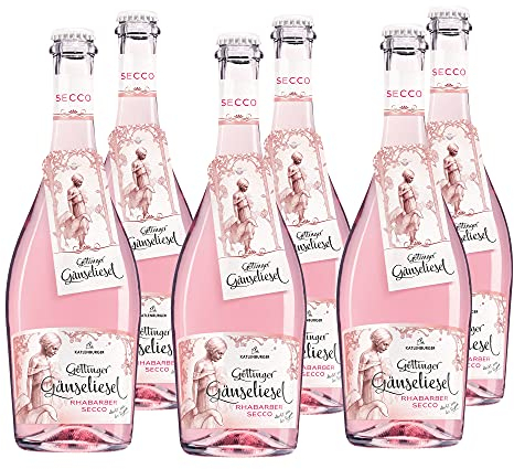 KATLENBURGER - Göttinger Gänseliesel Rhabarber Secco | Prickelnd, frisch und vollmundiger Rhabarbersecco mit hochwertigem Rhabarberwein. Inhalt: 6x 0,75l mit 8% vol.