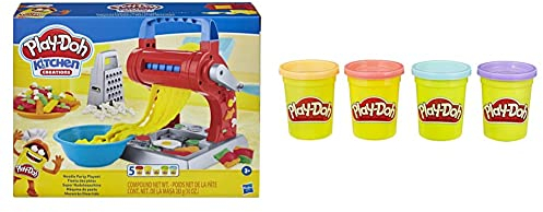 Play-Doh E7776 Kitchen Creations Super Nudelmaschine Spielset, ab 3 Jahren mit 5 Farben & erPack Sweet, tolle Farben für Kinder ab 2 Jahren, 112gDosen (pink, hellblau, Hellorange, lila)