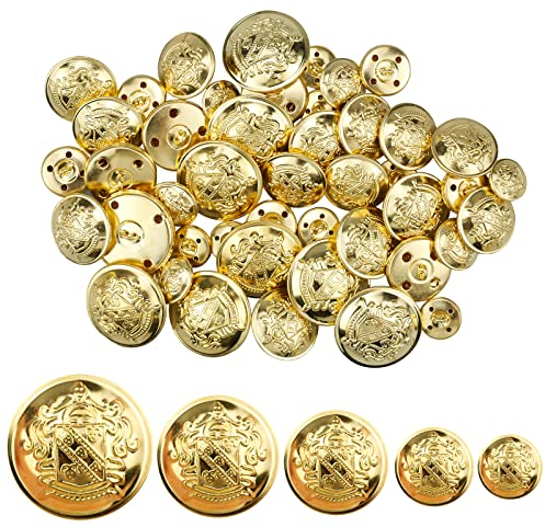 milaosk 50 Stück Metall Blazer Knöpfe,Vintage Metall Knöpf Goldene Dekorative Knöpfe Emblem Vintage DIY Buttons Set für Mäntel,Jacken
