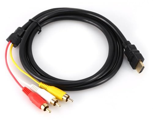 Jadeshay Cable de TV HDMI a RCA, HDMI Macho a 3 RCA AV Adaptador de Cable convertidor de Audio y Video, 1.5M 5Ft HD 1080P