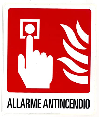 Cartel adhesivo vinilo adhesivo - Alarma antirrobo 110 x 130 mm - Idioma italiano
