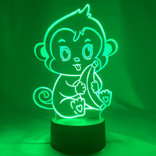 JoyLamp Scimmia - Lampada a LED con luce notturna, 16 colori + telecomando, decorazione della camera da letto, luci animali