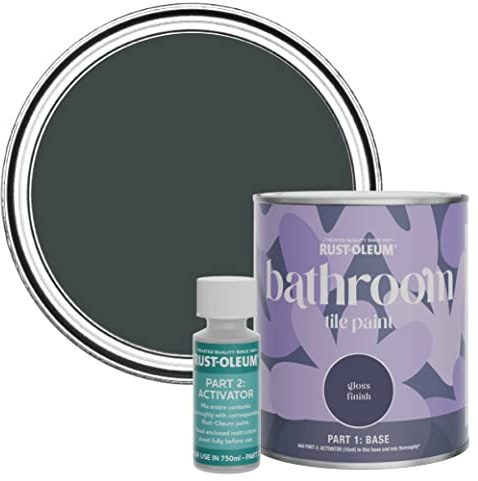 Rust-Oleum wasserfeste schwarz Fliesenfarbe für Badezimmer in Hochglanz Finish - Schwarzer Sand 750ML