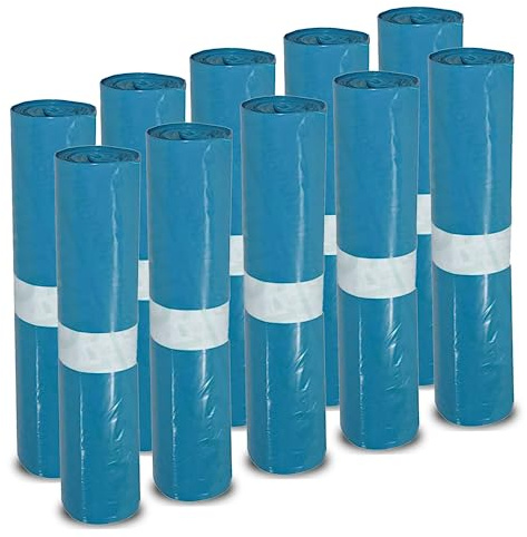 Wisch Star Müllbeutel 120L in Blau, 10 Rollen à 25 Stück | Mülltüten groß 700x1100mm extra stark, reißfeste und stabile Abfallsäcke, Schwerlast Müllsäcke
