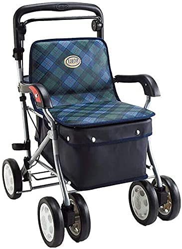 Rollatoren für ältere Menschen Klappbarer aufrechter Rollator Leichter Rollator Walker Ältere Trolleys, Einkaufswagen, Gehhilfen aus Aluminiumlegierung, Lebensmitteleinkaufswagen (Color : Blue) (Grün)