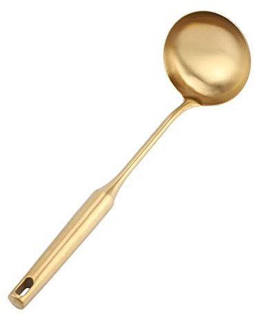 Cuchara cucharón, cuchara cucharón de acero inoxidable, cucharón sopero grande espátula de cocina giratoria herramienta de cocina para cocinar, salsa, salsas, y más, cucharón sopero clásico(Oro -2)