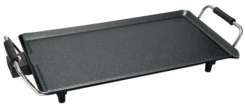 Swiss Home Dark - Parrilla Grill de 1800W - área de cocción de 47cm - Control de Calentamiento de 5 Niveles - Diseño de Asa De Tacto Frío - Revestimiento de Mármol Antiadherente Duradero