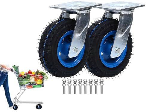 2 Stück Strapazierfähige Lenkrollen, Möbel Bockrolle Leise Langlebige Lenkrollen Mit Bremse, Durchmesser 150/200/250MM Abriebfest Transportwagen Stoßdämpfung Luftreifen Gummi Rollen
