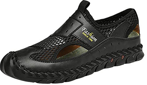 FNKDOR Trekkingsandalen Herren Outdoor Sandalen Wandersandalen Sportsandalen Mesh Geschlossene Slin on Wanderschuhe (Black, 40)