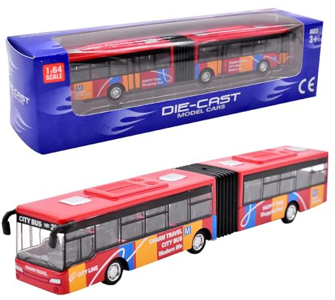 Bus Toy Car, Bus Toy Model Inertia Toy Cars Pull Back Vehicle Toys City Car Toy for Kids Alloy Diecast Toy Vehicles Bus Toys Car Model Pull Back City Bus Kids Gifts for Birthday Gift Party Favors, Red