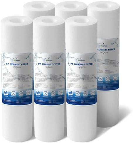 BLUERISE Lot de 6 filtres à eau de rechange pour toute la maison 5 microns 25,4 x 6,3 cm