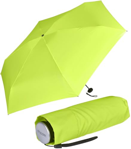 Doppler Super Mini Fiber Compact - Paraguas de bolsillo ligero y pequeño, verde lima, 92 cm