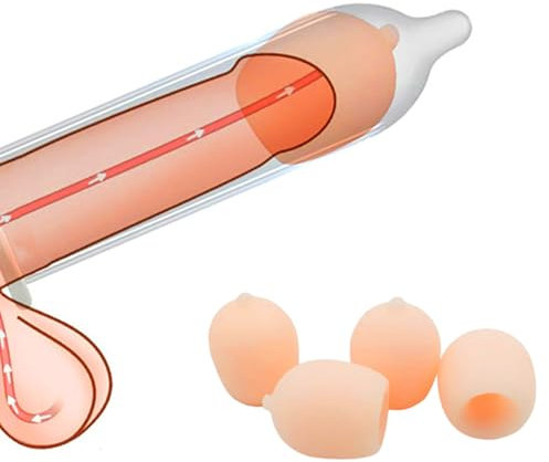 Penishülle Extension, Penisverlängerung Penis Sleeve Pension Verlängerung Manschette Penissleeve Kondome Männer Penis-Sleeve Silicone Penismanschette 4 Stück Set Sex Spielzeug für die Männer