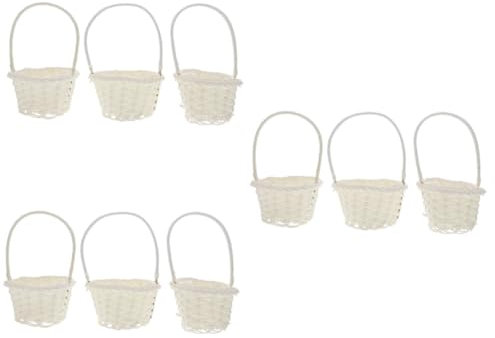 PRETYZOOM 9 Stk Rattan Korb Geschenkkorb Für Kinder Kleiner Süßigkeitenkorb Süßigkeiten-geschenkkorb Körbe Für Kinder Mini-picknickkorb Korb Flechten Gemüsekörbe Kunststoff-rattan Weiß