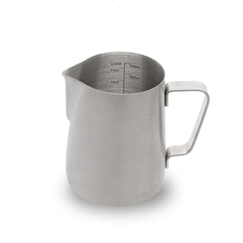 watchget Pichet à mousse de lait 350 ml, Bidon a lait – Pichet à vapeur en acier inoxydable pour cappuccino, latte, accessoires pour machine à lait, tasse à lait rétro