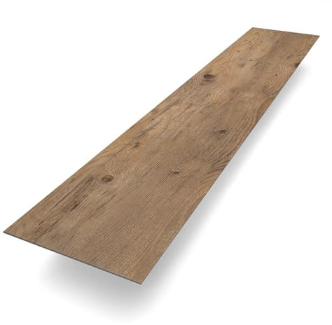 Vinylboden Klebevinyl Eiche Jever | Braun Holzoptik | 100% wasserfest | 1219 x 228 x 2,5 mm | Paket mit 3,4 m² | Fußbodenheizung geeignet | Vinyl zum Kleben | Sehr fußwarm | Bodenglück