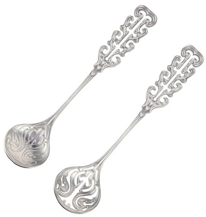 COLLBATH 2 Pcs Stainless Steel Coffee Spoons and Strainer Set with Long Handles for Espresso and Afternoon Tea, Metal Stirring Spoons for Home and Café Use