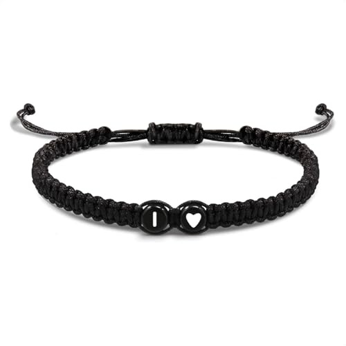 EVEMATE Armband mit Buchstabe und Herz für Freunde und Paare - Initiale A-Z Name - Geflochtenes Freundschaftsarmband für Frauen, Männer und Kinder