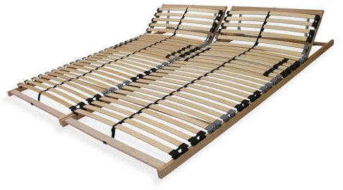Sleepneo Lattenrost 180x200, Kopfteil verstellbar, Ergonomischer 7 Zonen Lattenrost, Buchenholz, 28 Latten, Lattenrahmen, Federholzrahmen, Selbstmontage, hohe Traglast bis 140Kg