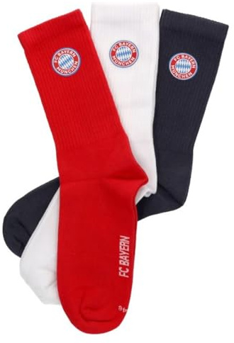 FC Bayern Unisex Crew Socken 3er-Set Sportsocken Fussballsocken Größe 39/42