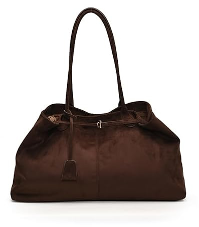 Fiorky Sac en daim pour femme - Sac fourre-tout en daim de couleur unie - Sac à bandoulière de grande capacité - Sac sous les bras - Sac fourre-tout rétro - Sac à main pour le travail