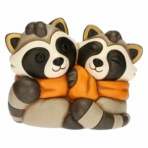 THUN - Coppia di procioni in ceramica - Ceramica - 20 cm x 15 cm