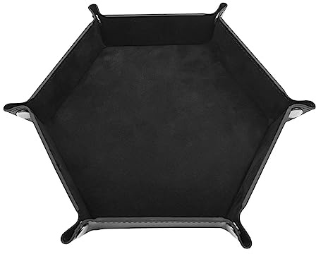 Würfel Rolling Tably - Pu Leder -Würfelhalter, Sechskantschubschale für RPG -Spiele | Tragbare Brettspiel -Tablett, Bequeme -Würfel -Rollmatte, Tabletop -Spiel -Würfelsorganisator, kompakter RPG -